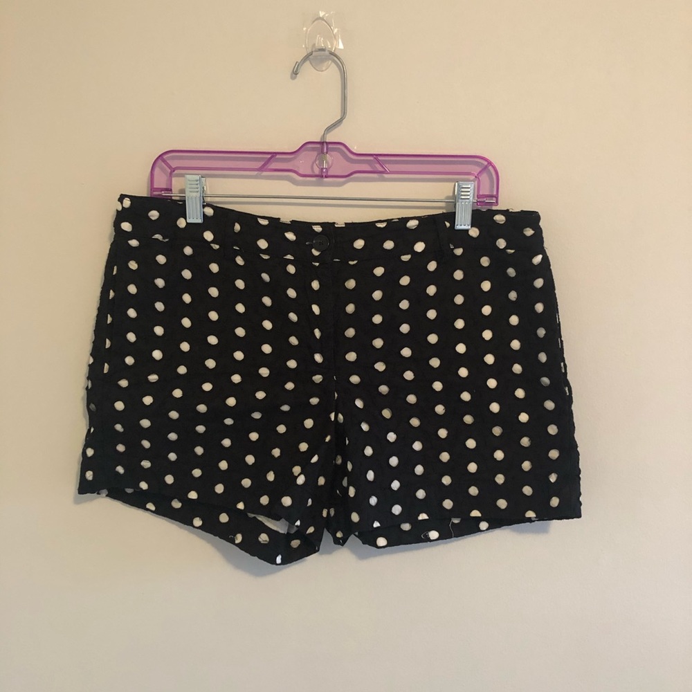Loft black and white polka dot shorts sz 8